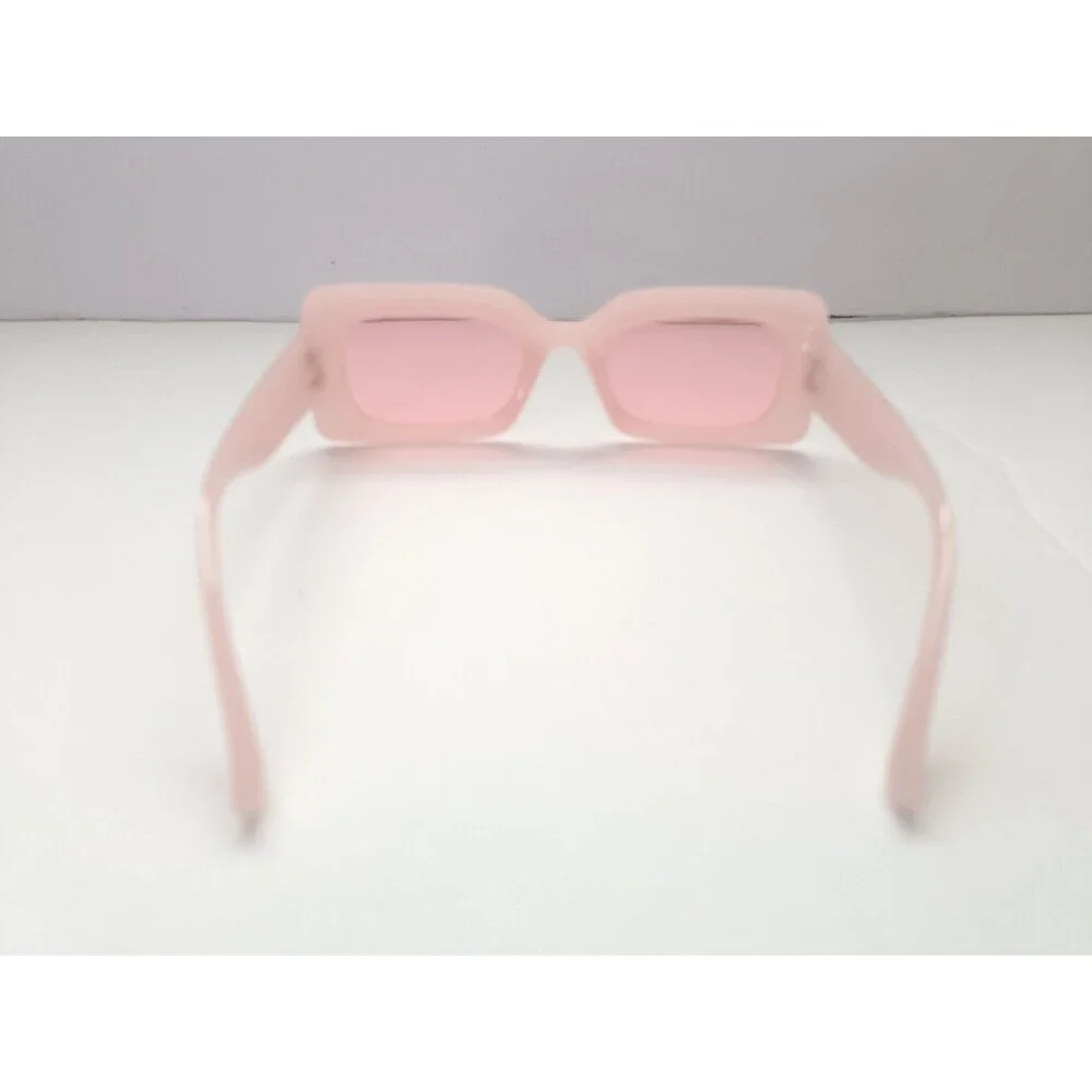 Rectangular Pink Sunglasses Pink Tinted Lens Unisex